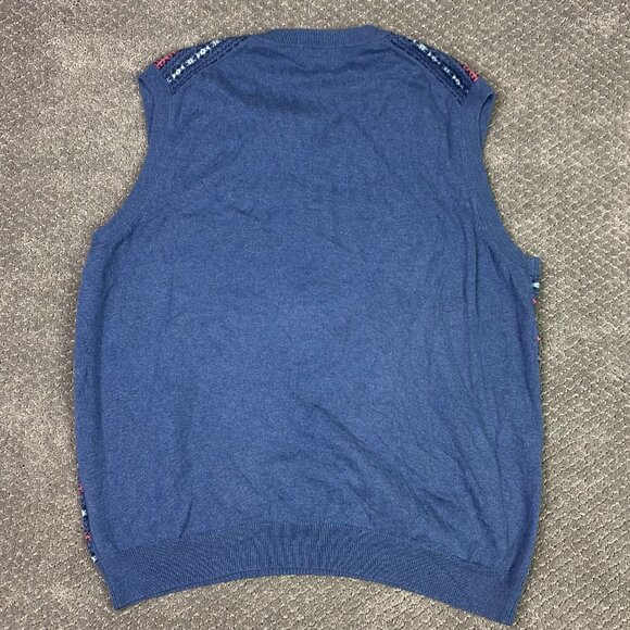 Brooks Brothers Fair Isle Vest Sweater Men's Large Blue Cashmere Cotton Blend - Picture 3 of 8